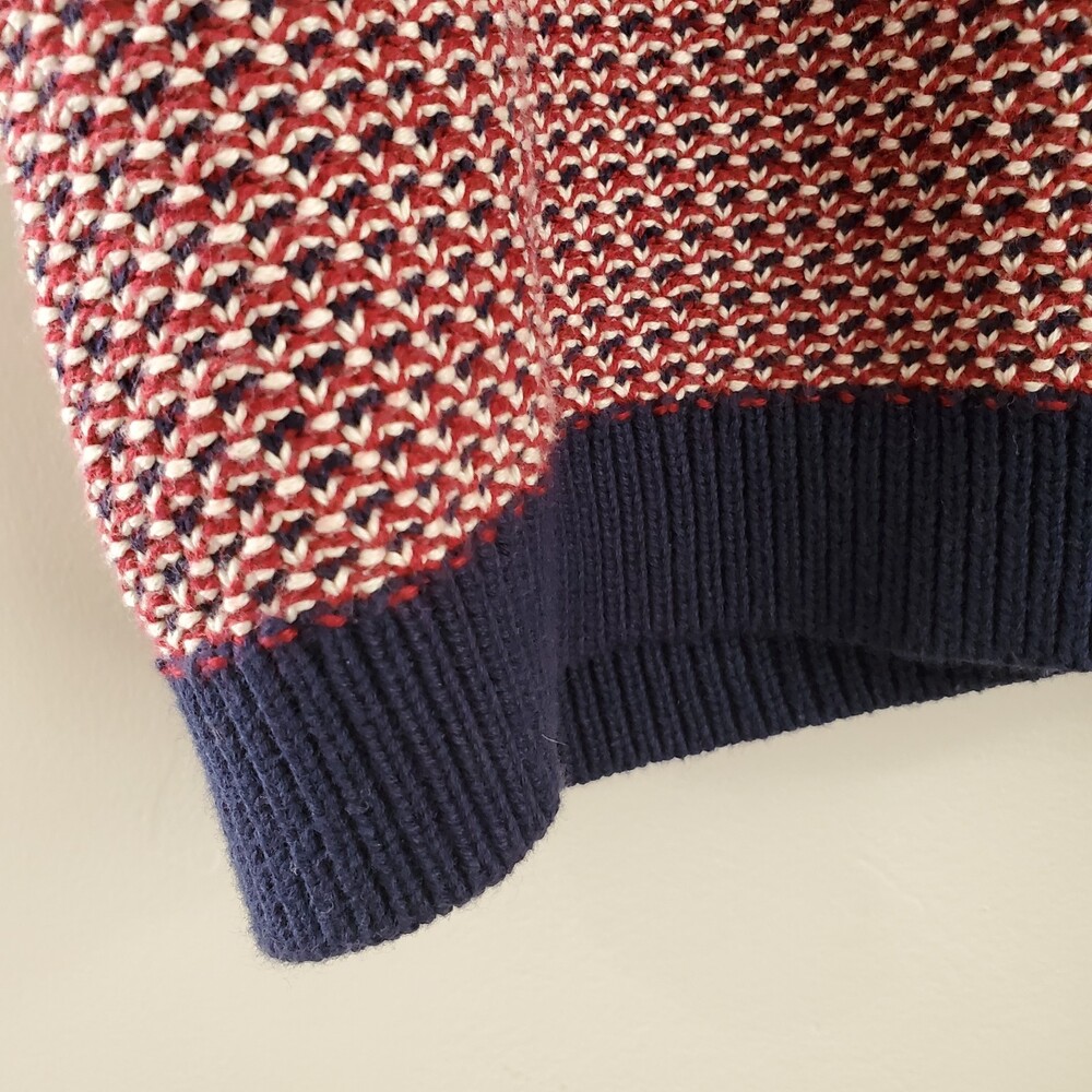 Tommy Hilfiger L 100% Cotton Knit Cardigan Sweater Nautical Stripe Red Navy Gold - Picture 8 of 12